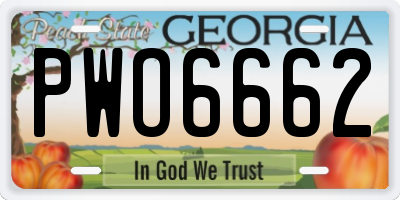 GA license plate PWO6662