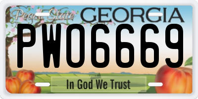 GA license plate PWO6669