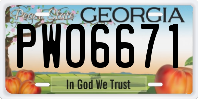 GA license plate PWO6671