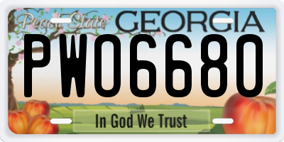GA license plate PWO6680