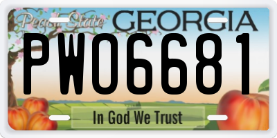 GA license plate PWO6681