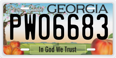 GA license plate PWO6683