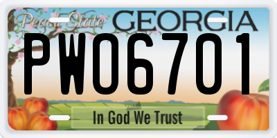 GA license plate PWO6701