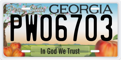 GA license plate PWO6703