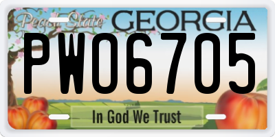 GA license plate PWO6705