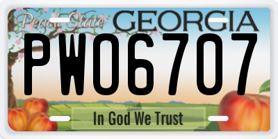 GA license plate PWO6707