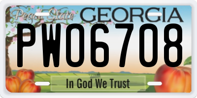 GA license plate PWO6708