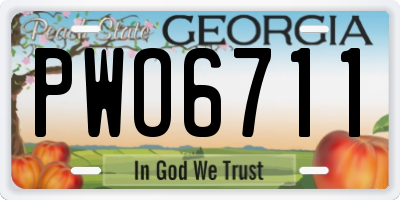 GA license plate PWO6711