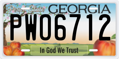 GA license plate PWO6712