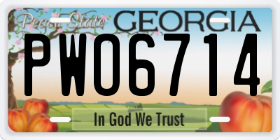 GA license plate PWO6714