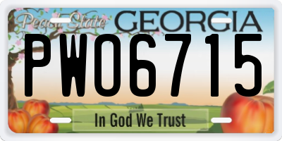GA license plate PWO6715
