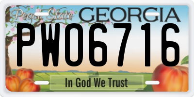 GA license plate PWO6716