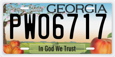 GA license plate PWO6717