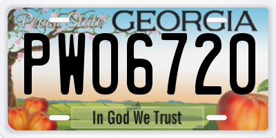 GA license plate PWO6720
