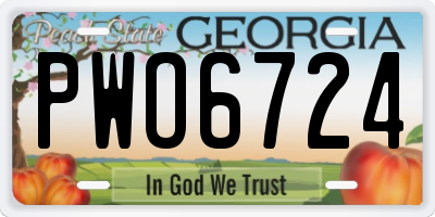 GA license plate PWO6724