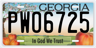 GA license plate PWO6725