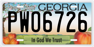 GA license plate PWO6726