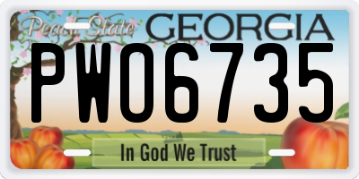 GA license plate PWO6735