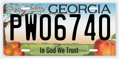 GA license plate PWO6740
