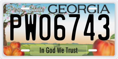 GA license plate PWO6743