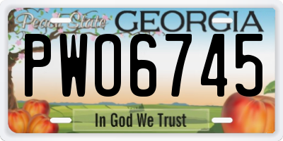 GA license plate PWO6745