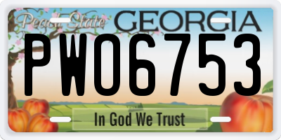 GA license plate PWO6753