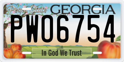 GA license plate PWO6754