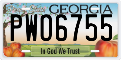 GA license plate PWO6755