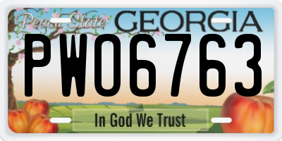 GA license plate PWO6763