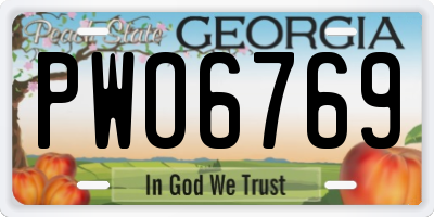 GA license plate PWO6769