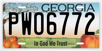 GA license plate PWO6772