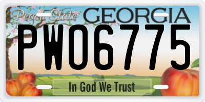 GA license plate PWO6775