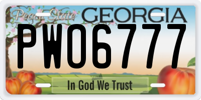 GA license plate PWO6777
