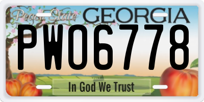 GA license plate PWO6778
