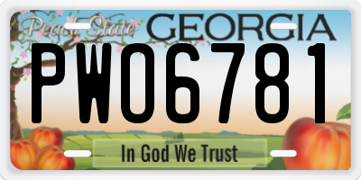 GA license plate PWO6781