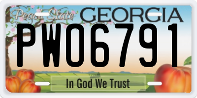 GA license plate PWO6791