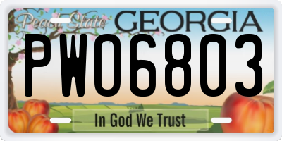 GA license plate PWO6803