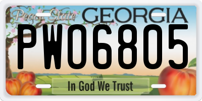 GA license plate PWO6805
