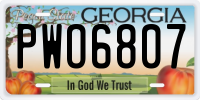 GA license plate PWO6807