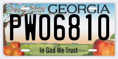 GA license plate PWO6810
