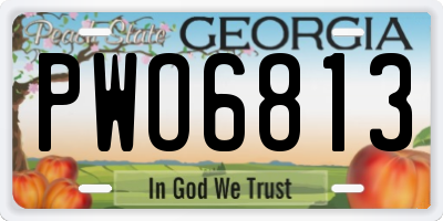 GA license plate PWO6813