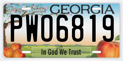 GA license plate PWO6819