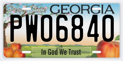 GA license plate PWO6840