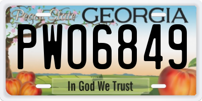 GA license plate PWO6849