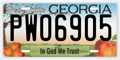 GA license plate PWO6905