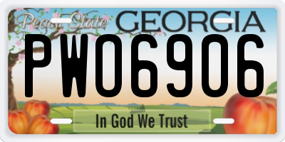 GA license plate PWO6906