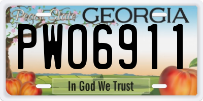 GA license plate PWO6911