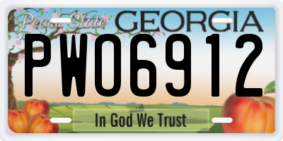GA license plate PWO6912