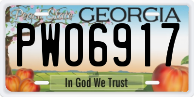 GA license plate PWO6917