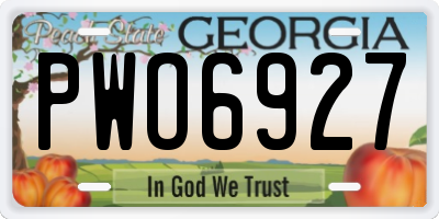 GA license plate PWO6927